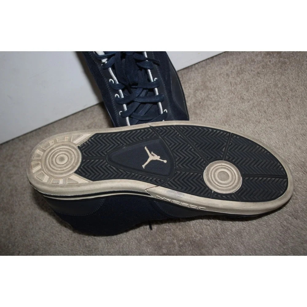JORDAN 13 Navy Suede Cream Leather High Top Basketball Sneakers Mens